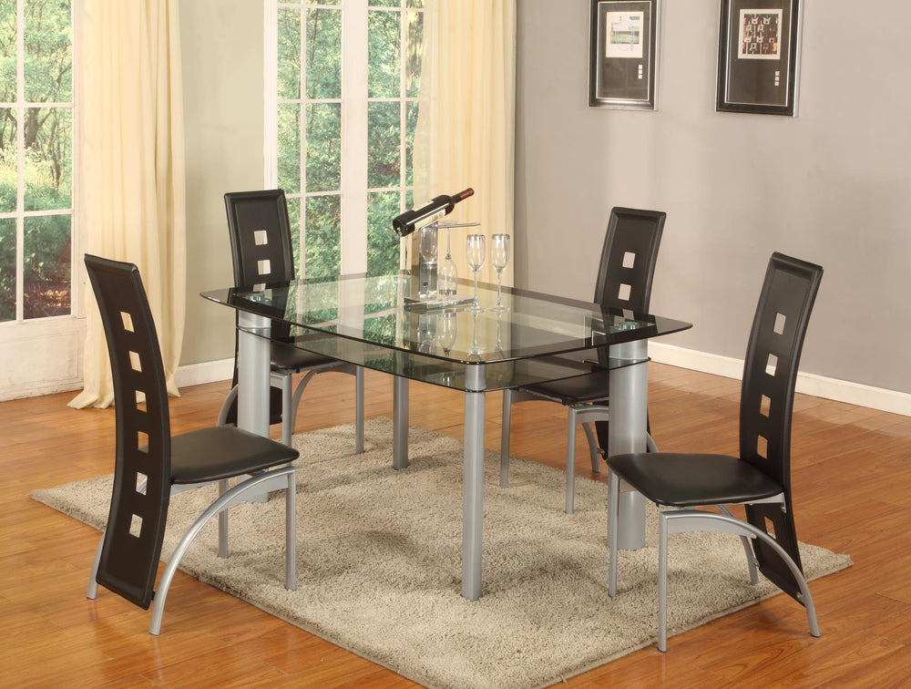 D2323  5PC BLACK EDGE 36X60" TEMPERED GLASS DINING SET